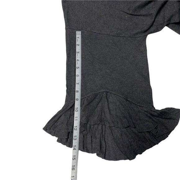 Max Studio Cardigan Grey Safety Pin Front Closure Ruffled Cuffs Medium - Picture 10 of 14